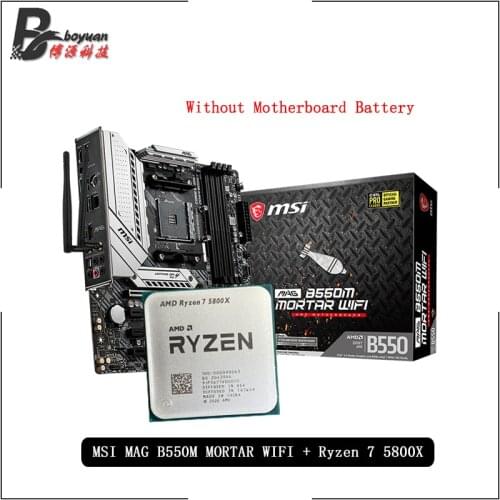 AMD Ryzen 7 5800X R7 5800X CPU + MSI MAG B550M MORTAR WIFI Motherboard Suit Socket AM4 All new but without cooler