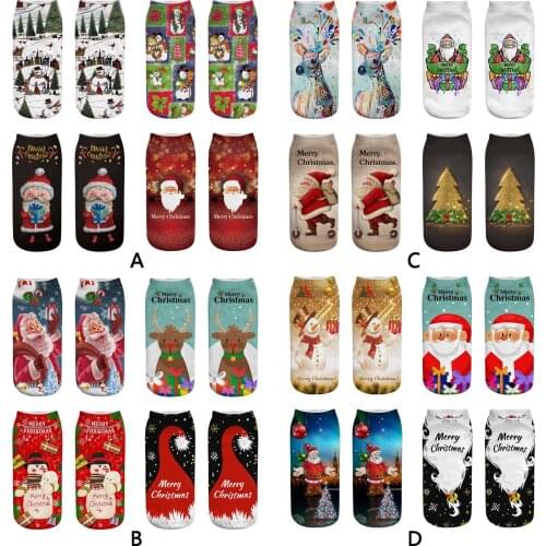 Behogar 4 Pairs Cute Cartoon 3D Printed Christmas Santa Socks for Women Girls Holiday Winter Xmas Party Costume Ornament Supplie