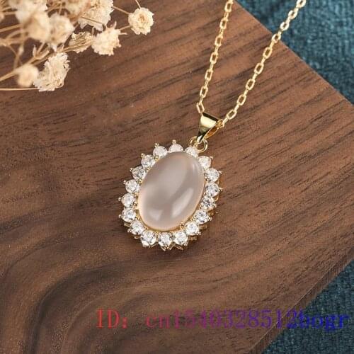 White Jade Water drop Pendant 925 Silver Women Fashion Necklace Chalcedony Amulet Chinese Jewelry Gemstone Zircon Natural Agate