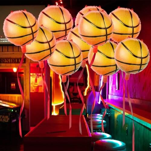 BESTOYARD 10PCS 18inch Basketball Balloons Aluminum Foil Balloon Party Supplies For Birthday World Game Sports Party Decoration