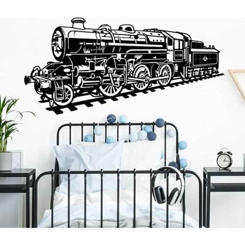 Large Steam Train Locomotive Wall Sticker Kids Room Playroom Traffic Train Wall Decal Bedroom Vinyl Home Decor