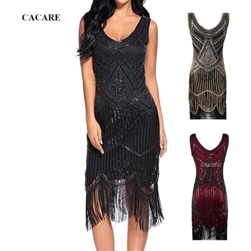 Gatsby Dress with LUXURY Sequins Beading Tassels Hem CHEAP Multi Way Dress Christmas F0267 Sleeveless 3 Colos