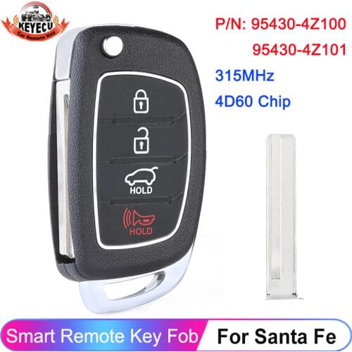 KEYECU 95430-4Z100 95430-4Z101 315MHz for Hyundai Santa Fe 2013 2014 2015 2016 4 Button Car Remote Smart Key Fob TQ8-RKE-3F04