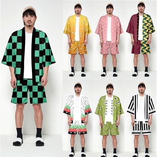 Anime Demon Slayer Kimetsu No Yaiba Tanjiro Kamado Cosplay Costume Men Kimono Plus Size Jackets Carnival Party For Women