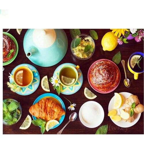 Square Round Drill Diamond Embroidery Still life food Diamond Painting Mosaic Cross Stitch Needlework Kitchen Decor L481