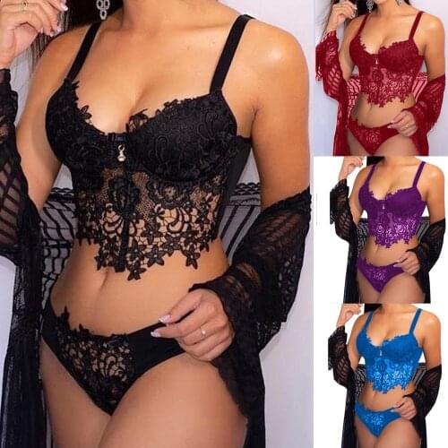 Two Piece Lingerie Shop Lace Embrodiery Women Lingerie Set Sexy Underwear Ladies Bra and Panties Sets Bra Lingeries Feminina