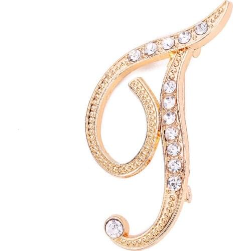 Women Men A-Z Letter Brooch Rhinestones Crystal Silver Color English Alphabet Metal Pins Cute Jewelry Accessories Christmas Gift