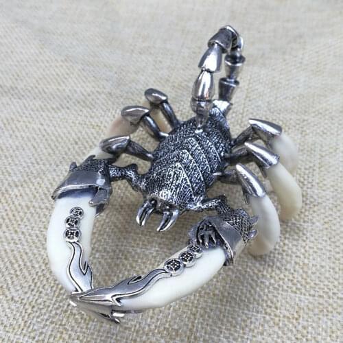 [MGT]China Teeth of wolves Tibetan silver Scorpion Pendant decorate Statue