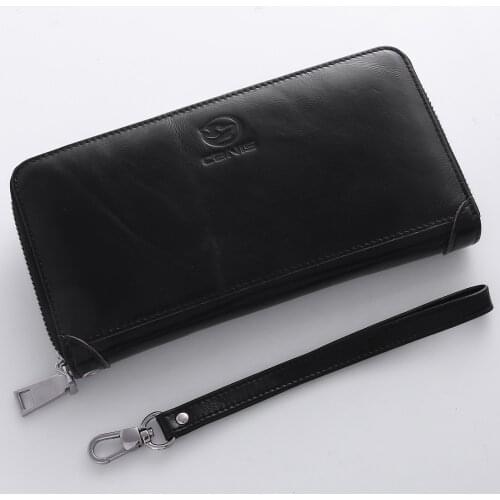 Newest Arrival Men Oil Wax Genuine Leather Retro High Capacity Multi-Card Bit Long Wallet Clutch Coin Wallet