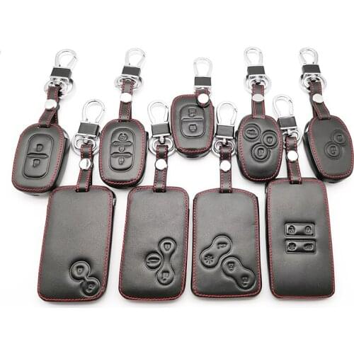 Soft Leather Car Key Case Cover Holder For Renault Megane Clio Logan Kadjar 1 2 3 Scenic Koleos 9 Styles Keychain Card Case