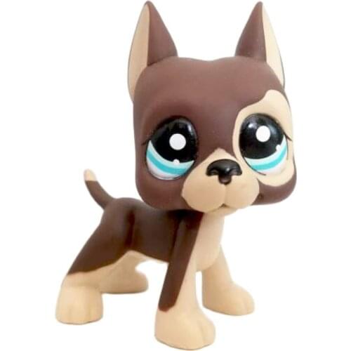LPS CAT Real pet shop cute toys Dog Old Original Great Dane #817 BIS brown Animal Figure Kids Gift Blue Eyes Free Shipping