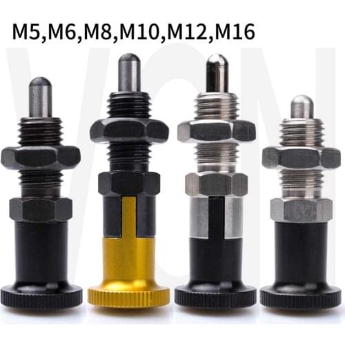 NEW! Index Plungers, Index Bolts, Aluminum Knob,With Nut. Fine Thread M5 M6 M8 M10 M12 M16 Factory Stock Fast Shipping