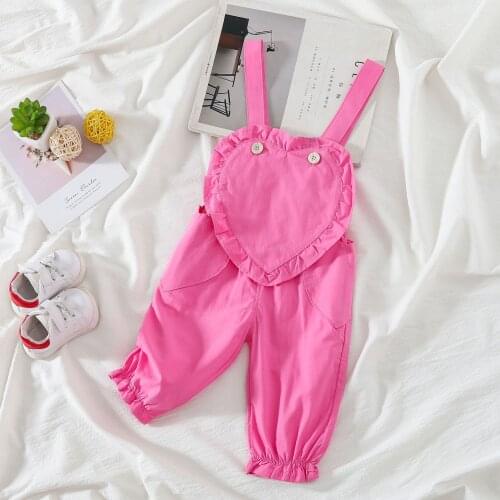 Summer New Baby Girls Overalls 2021 Kids Korean Love Cute Jumpsuits Fashion Suspender Pants for Girls Toddler Overalls Pants
