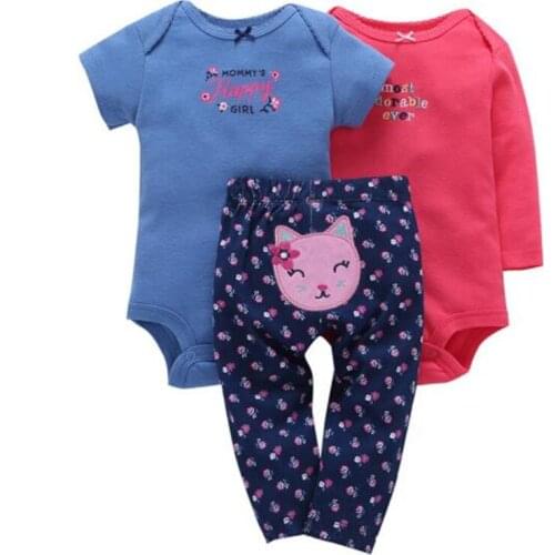 New 3pcs Set Baby Boys and Girls Long Sleeve bodysuit short Pants PP shorts 100% Cotton Newborn Clothing Sets, Casual Wear