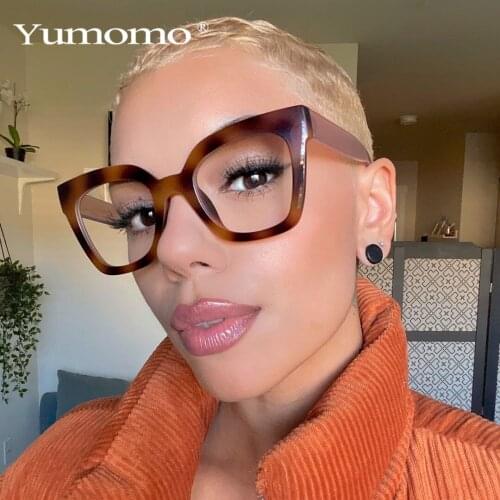 Retro Square Cat Eye Simple Glasses Frames Men Women Fashion Computer Eyeglasses Anti Blue Light Optical Glasses Transparent Len