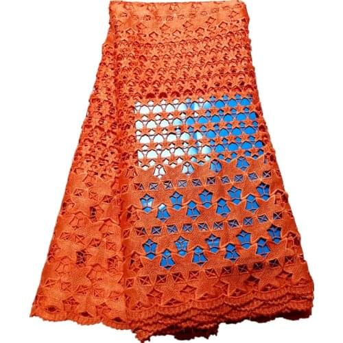 Orange lace guipure lace fabric 2019 star pattern nigerian lace fabric for wedding high quality african laces latest