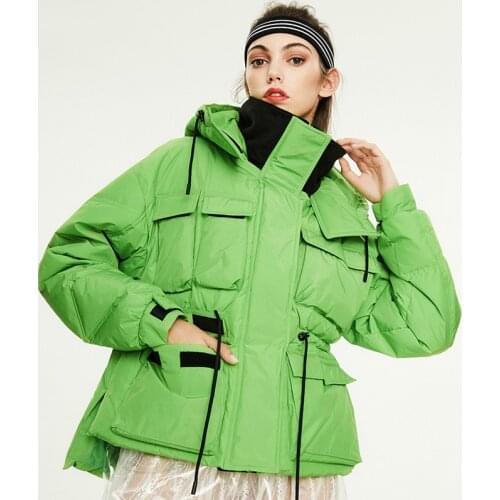 Down Jacket Women Winter Womens Mid-Length European American Style Women Hooded Tooling Fruit Green Street Style Jacket Fashion