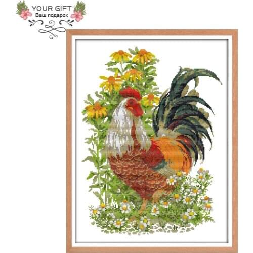 Joy Sunday Rooster Home Decor DA140 14CT 11CT Counted Stamped Animal Needlework Needlepoint Embroidery DIY Cross Stitch kit