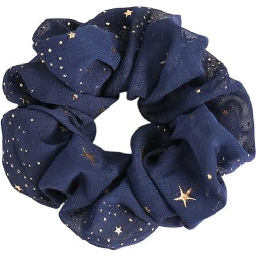 Scrunchies Hair Ring Hair Ties Rope Women Ponytail Holder Rubber Bands Hair Accessories Star Dotted Hair Circle Girls Hairbands