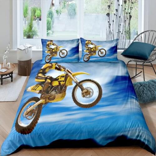 Luxury Motorcycle Bedding Sets Full Size Duvet Cover Set with Pillowcase Queen King Comforter Bed Sets