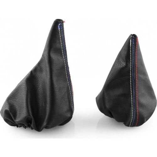 Gear Stick 2pcs Car Shift Gear Stick Manual Handbrake Gaiter Shift Boot Black Leather Boot For BMW 3 Series E36 E46 M3 Car Shift