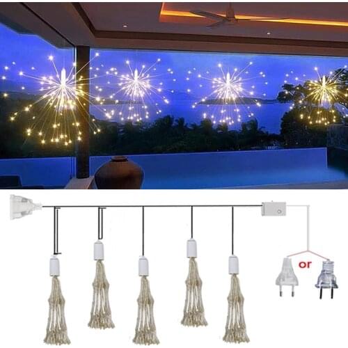LED Firework Lights Christmas Dandelion Garland String Fairy Lights for Outdoor Indoor Home Room Window Holiday Lights Decors
