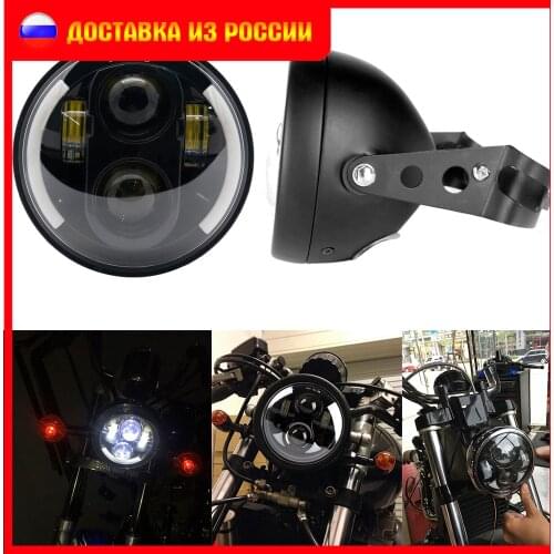 5-3/4" 5.75 inch Motorcycle Motor LED Projector DRL Headlight with 5.75Inch Headlamp Housing For Dyna Sportster Softail