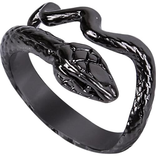 Vintage Fahsionable Gothic Black Snake Design Rings For Men Women Open End Adjustable Size Classic Trendy Jewelry Gifts