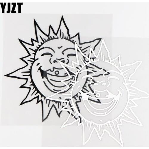 YJZT 14.6x14.8CM Interesting Sun Smile Funny Window Bumper Vinyl Car Sticker Decals Black / Silver 10A-0293