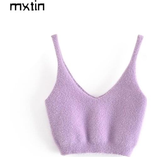 MXTIN 2021 Women Summer Fashion Solid Cropped Tank Tops Vintage V-Neck Sleeveless Backless Thin Straps Casual Camis Chic Tops