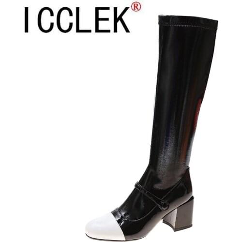 Female 2021 Fashion New Autumn Thick Heel Pointed Knee High Boots Women Punk Increasing Long Woman Booties