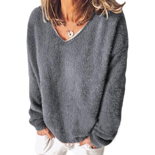 V-neck Sweater Women Loose Winter Pullover Female Sweater Long Sleeve Women Tops 2021 Pull Femme v neck sweater