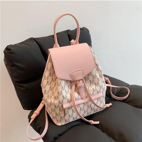 Womens 2021 New Jacquard Single Shoulder High Capacity Travel Leather Backpack Women Designer Fashion Backpack