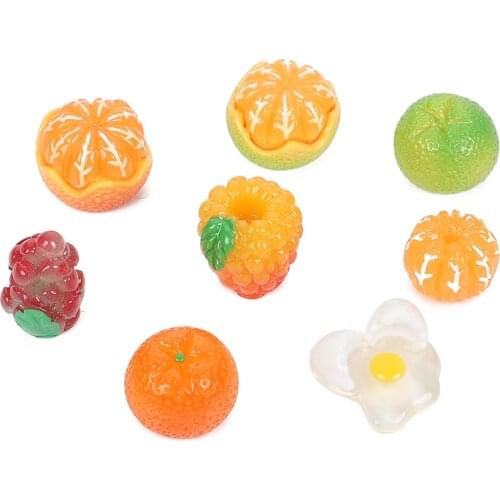 10Pcs Resin Kawaii Accessories Orange Fruit Flatback Cabochon Embellishment For Scrapbooking Diy Decoration Craft Mixed