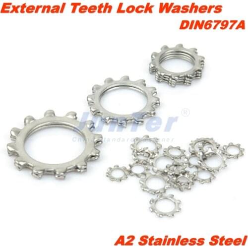 1000pcs/lot M3 M4 M5 M6 M8 M10 M12 DIN6797A M5 A2 Stainless Steel External Teeth Lock Washers