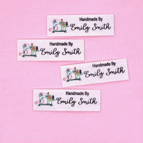 120pieces Custom Iron Labels, Logo or Text, Custom Design, iron on, Organic Cotton Fabric Name Label，Sewing machine (YT102)