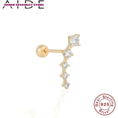 AIDE 1pcs Piercing Stud Earring For Women 925 Sterling Silver Earrings Mini Earring For Girl Zircon Jewelry Pendientes Bijoux