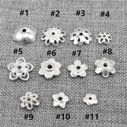 30 Pieces of 925 Sterling Silver Small Flower Bead Caps for Jewelry Findings
