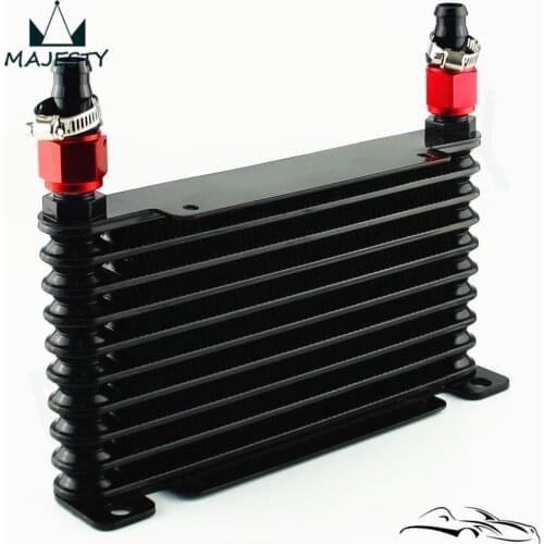 AN10 32mm Aluminum 10 Row Engine/Transmission Racing Oil Cooler+Fittings Black