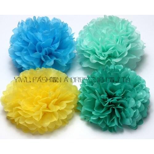 Free shipping 6"(15cm)*50pcs/pack Tssue paper pompom/flower with many colors for decoration