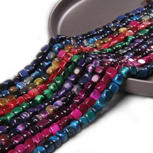 6-8mm Square Tiger Eye Natural Stone Agates Loose Spacer Beads For Jewelry Making DIY Necklace Bracelet Ear Studs Accessories