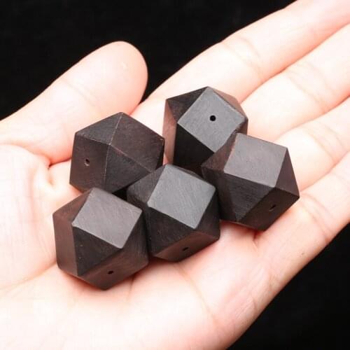 Black Wooden Beads, Creative Geometric Handmade Faceted Octagonal Wooden Beads, Art Deco Hanging Ring, Jewelry Making and DIY