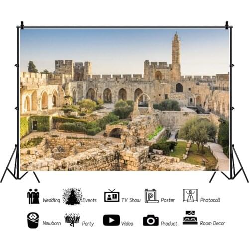 European Style Retro Stone Building Backdrops Photos Background Decors for Landscape Portrait Photography Props