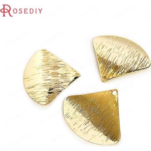 F413)10 pieces 29*26.5mm 24K Gold Color Brass Striped Arc Surface Sector Charms High Quality Diy Jewelry Findings Accessories