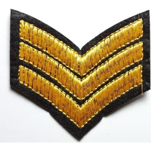 Hot! Military Army Soldier Rank Golden Insignia Embroidered Badge Iron on patch (size is about 5.8 * 5.8 cm)