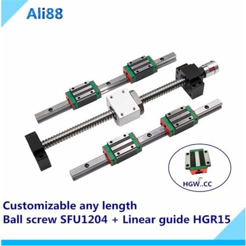 HGR15 Square Linear guide rail 2 set HGR15 800/850/900/950mm + ball screw assembly SFU1204 supporter BK10 BF10 CNC parts