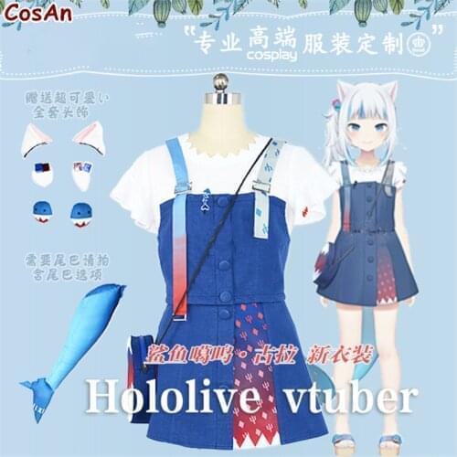 Hot Anime VTuber Hololive Gawr Gura Cosplay Costume Lovely Blue Shark Uniforms Activity Party Role Play Clothing Custom-Make