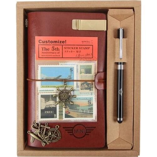 Leather Travelers Notebook travel Diary Journal Vintage Handmade Note Book Gift planner Free Lettering Embosse Buy 1 get 14 ACC