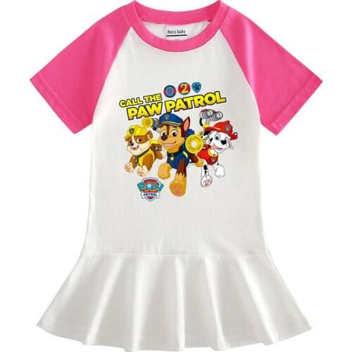 PAW PATROL Summer New Arrival Short Sleeve Princess Girls Dresses With Cartoon Print Childrens Frocks Toddler Clothes