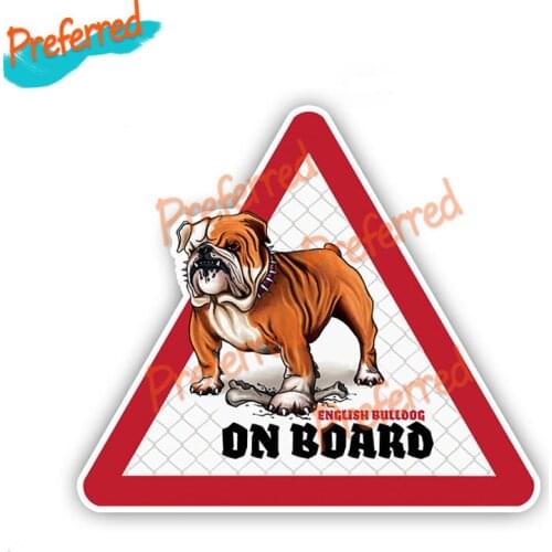 Personality English Bull Dog Car Stickers Dog on Board Decals Pet Dog In A Car PVC Decal Dog Warning Sign